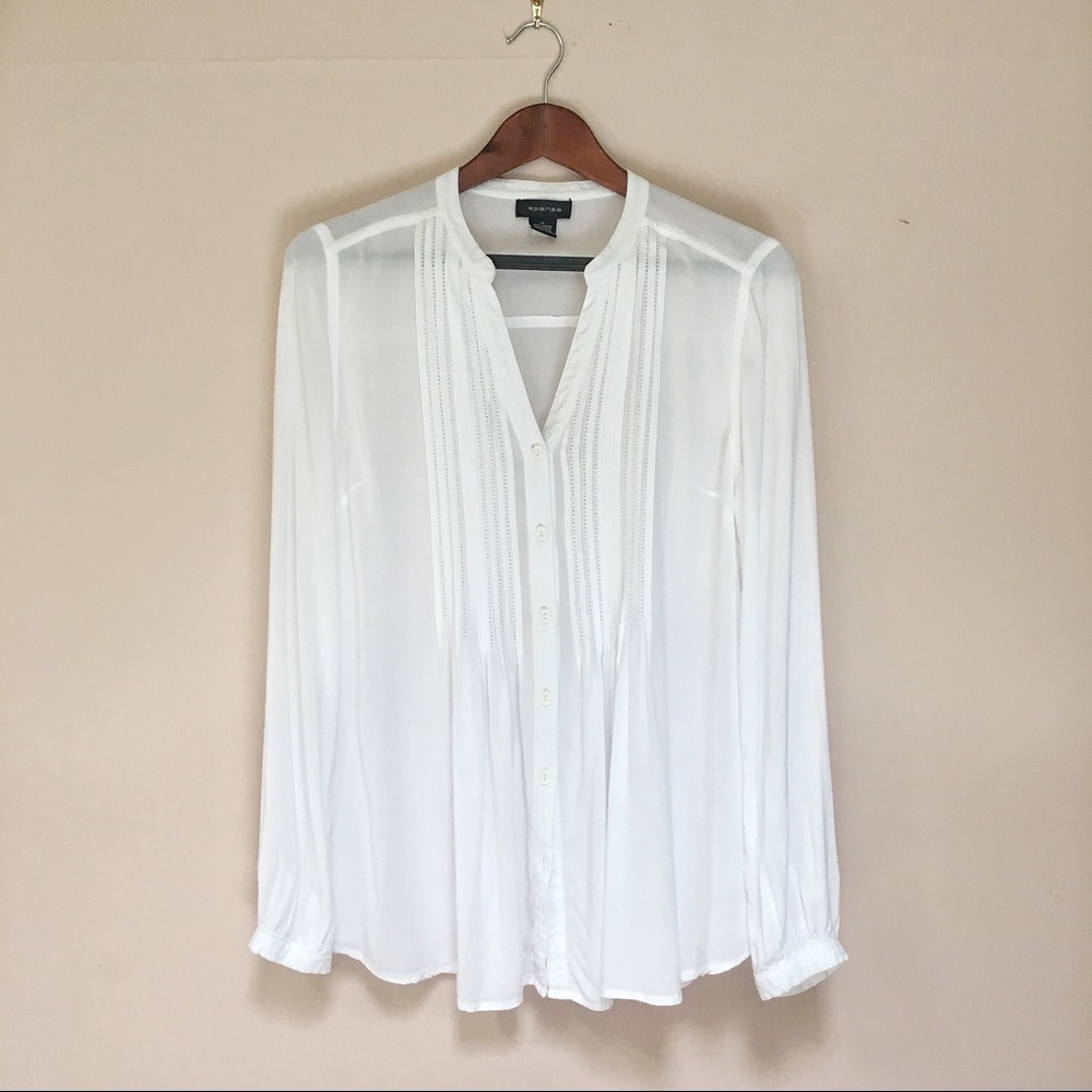 White Button-up Peasant Blouse